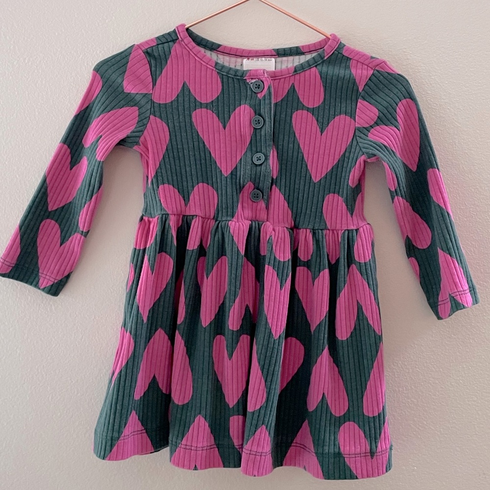 Hanna Andersson cotton rib knit hearts dress
